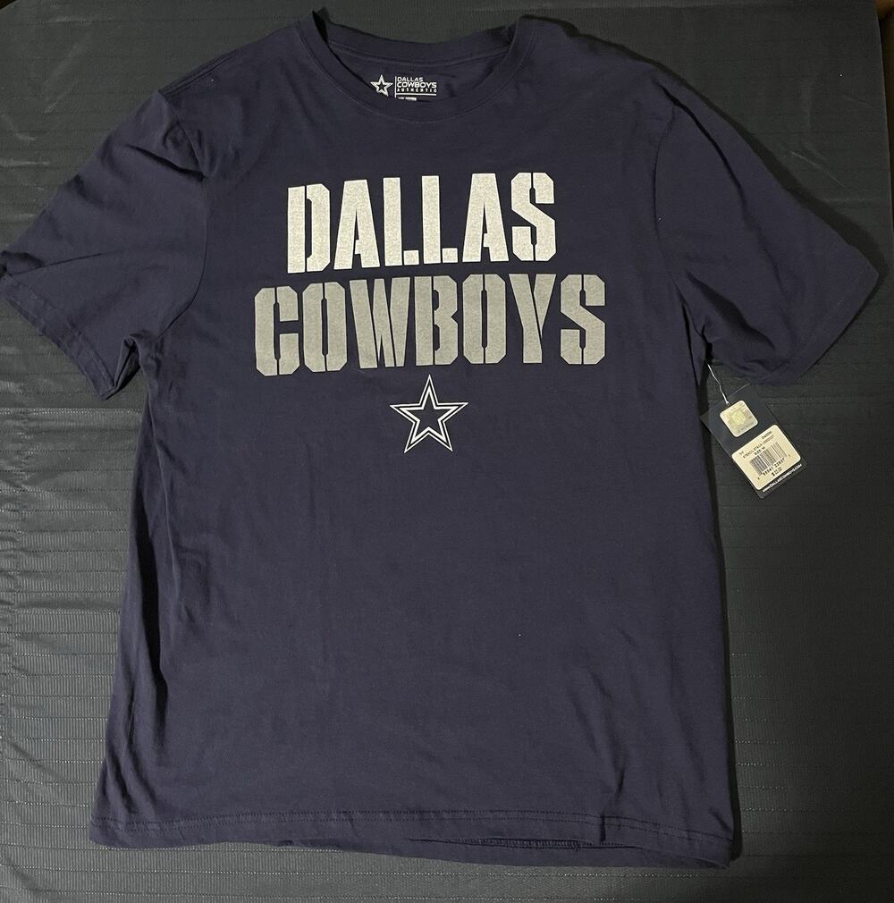 NWT NFL Authentic Dallas Cowboys Football Tshirt Size Medium 100% Cotton Blue